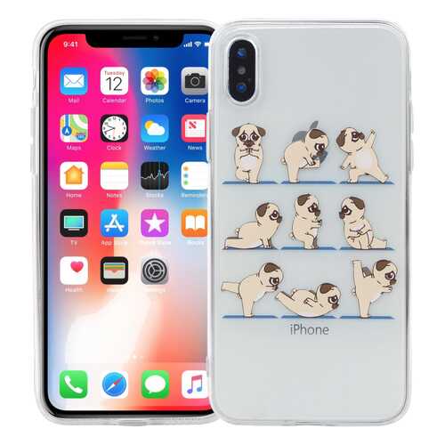 Чехол KAWAI для iPhone X/XS Мопсы йоги в Евросеть