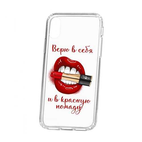 Чехол Kruche Apple iPhone X/XS Print Red lipstick в Евросеть