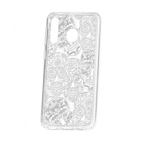 Чехол Kruche Samsung Galaxy M30 Print Skull White в Евросеть