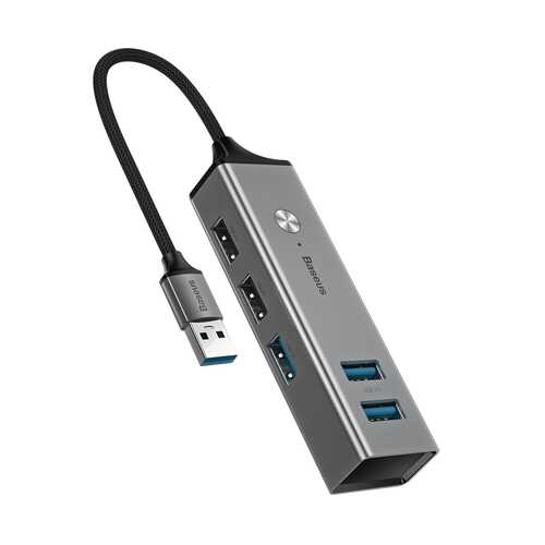 Адаптер Baseus Cube USB to USB3.0*3+USB2.0*2 HUB Adapter Dark Gray в Евросеть