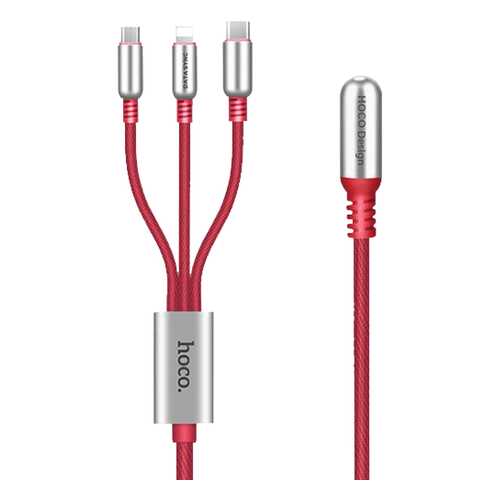 Кабель Hoco U17 Lightning/microUSB/Type-C Red в Евросеть