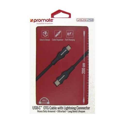 Кабель Promate USB Type-C to Lightning Promate uniLink-LTC2 (2m) black в Евросеть