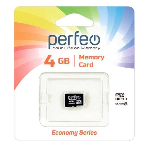 Карта памяти Perfeo microSD 4GB High-Capacity (Class 10) без адаптера economy series в Евросеть