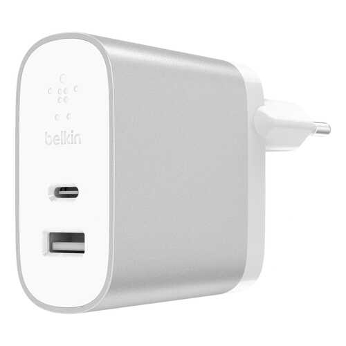 Сетевое зарядное устройство Belkin USB-C 27Вт, USB 12Вт, серебряный в Евросеть