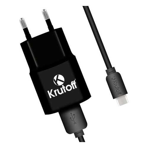 Сетевое зарядное устройство Krutoff CH-01C 1xUSB, 1A + кабель USB Type-C (black) в Евросеть