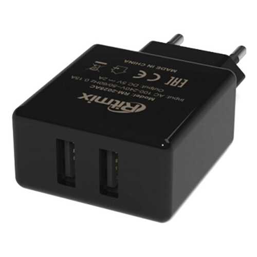 Сетевое зарядное устройство Ritmix RM-2025 2 USB 2A Black в Евросеть